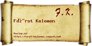 Fürst Kelemen névjegykártya